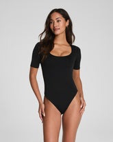 SPANXsmooth™ Jersey Square Neck Thong Bodysuit | Classic Black