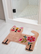Tufted Cotton Bath Mat - Dusty Rose Cat