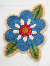 Tufted Cotton Bath Mat - Turquoise Flower